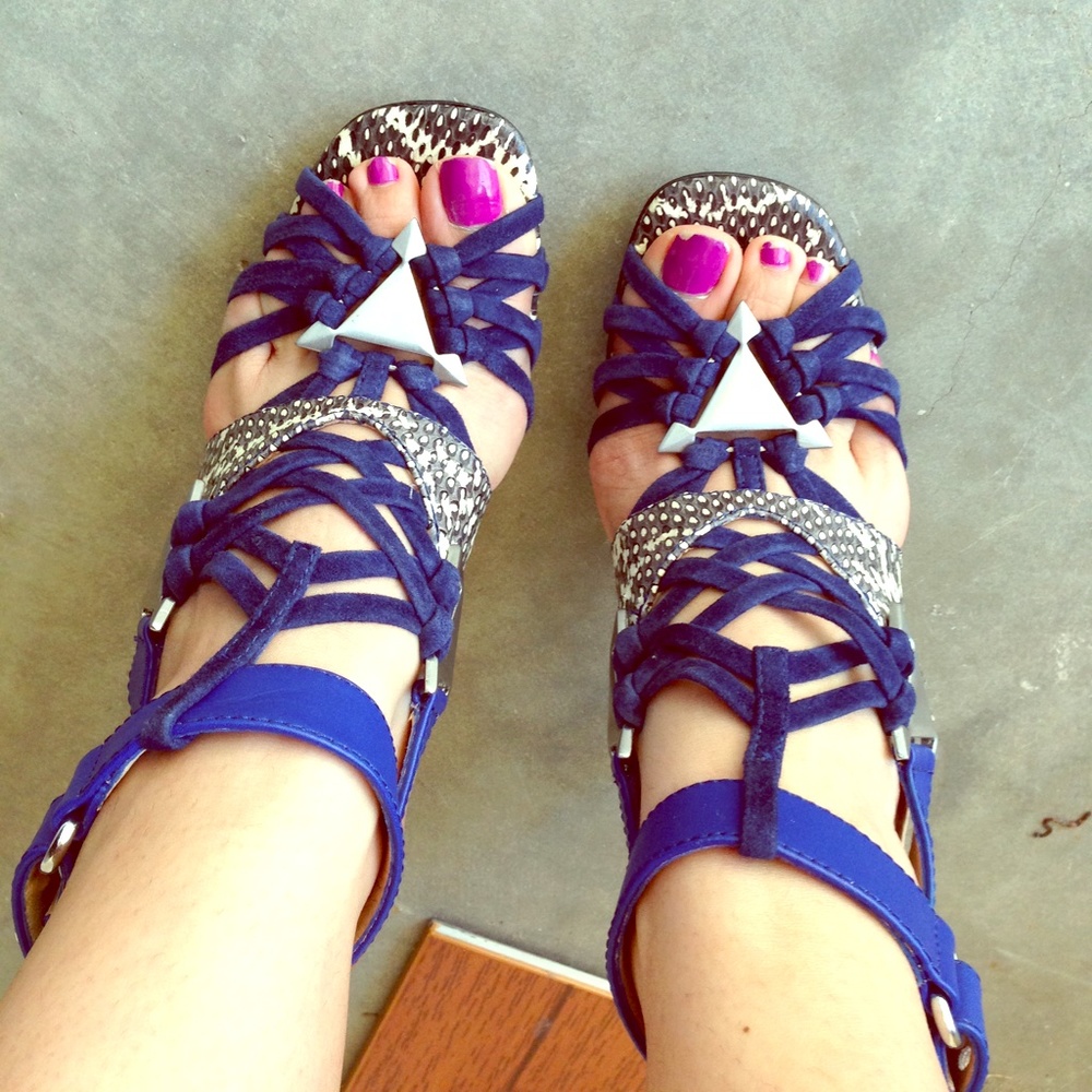 L.A.M.B. Snake Print Sandals